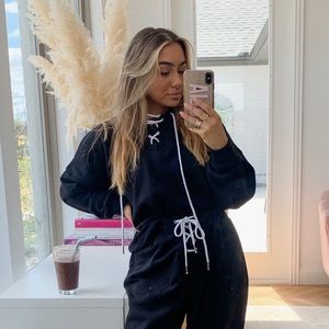 Missguided black lace up sweatsuit
